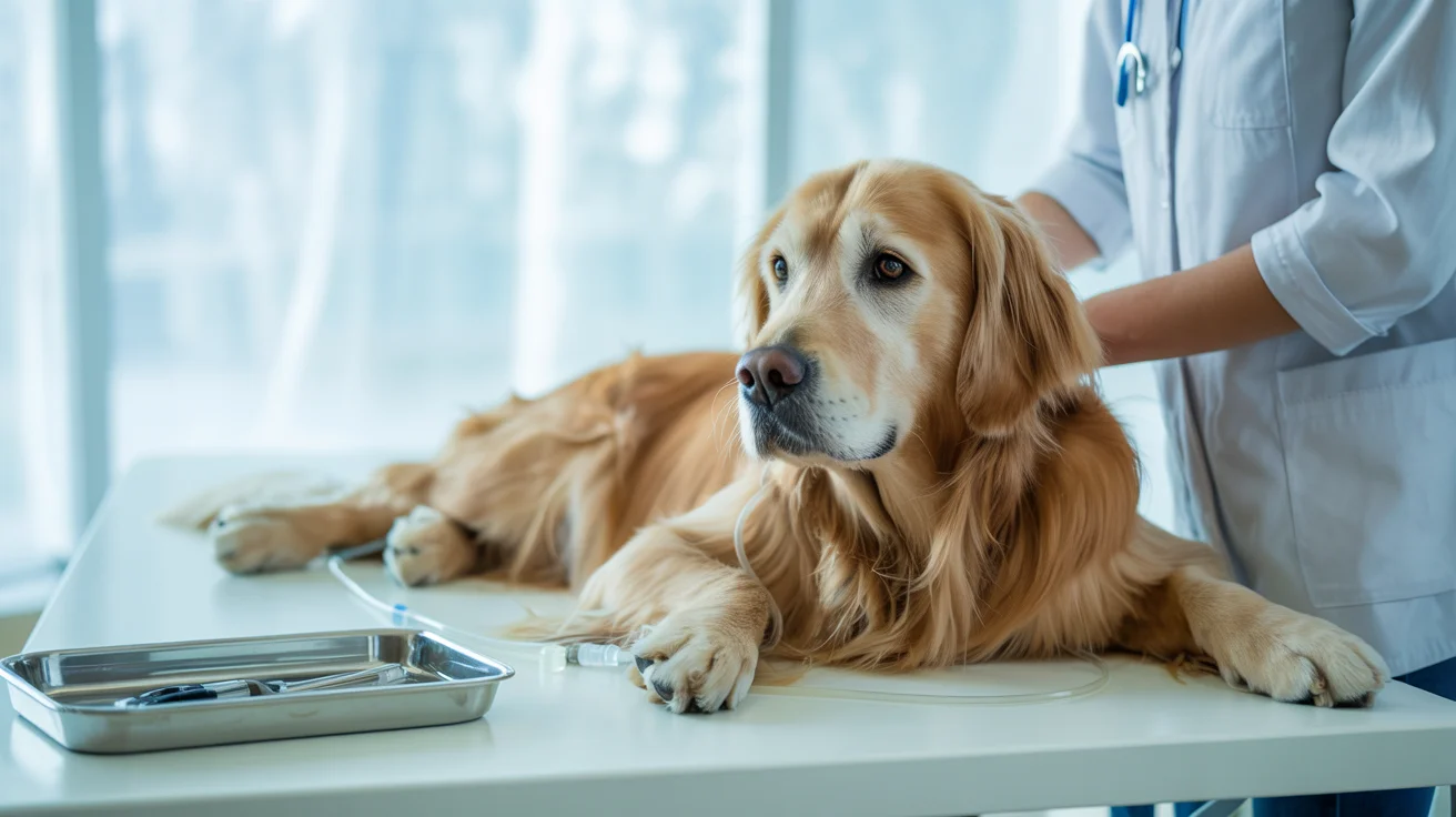 Pet at veterinary clinic receiving treatment
