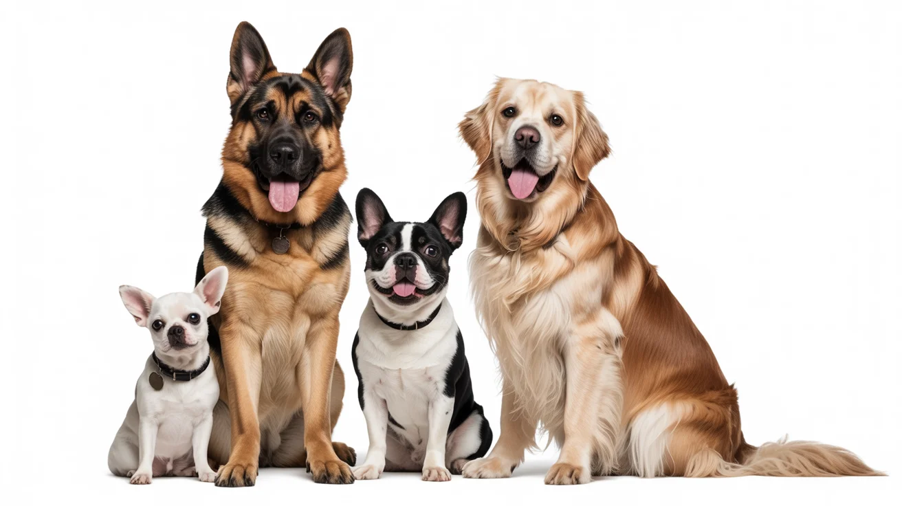 Different dog breeds representing varying insurance costs